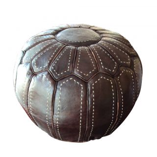 Baseball Style Moroccan Pouf Ottoman Footstool Poof Pouffe of Genuine