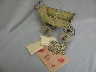 Antique PRESSED TIN c1890 BABY CARRIAGE = BUGGY Made in Germany Stamp