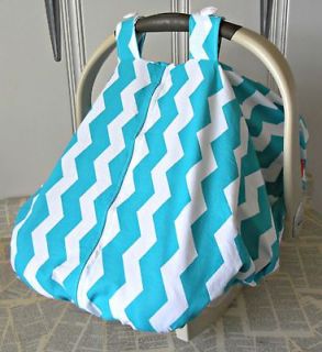 Newly listed Cool 100% Cotton Baby Car Seat Canopy Cover Aqua Chevron