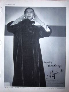 1950 Vintage HATTIE CARNEGIE Black Alaska Sealskin Womens Coat I