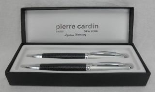 New Pierre Cardin Pen And Mechanical Pencil Set Gift Box Navy Blue