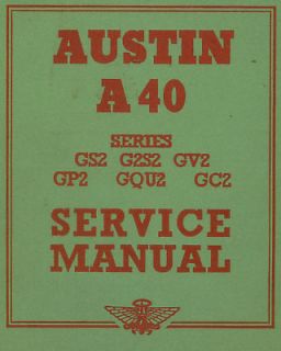 Austin A40 Devon, Dorset, Pickup Service Manual on DVD