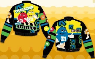 Youth Kids Boys M&M Character With Attitude Nascar Racing Jacket Coat