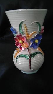 110 Italy signed vtg capodimonte flower bud vase ribbed design pretty