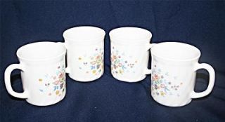 SET OF 4 ARCOPAL VICTORIA COFFEE CUPS/MUGS   FLORAL   FRANCE