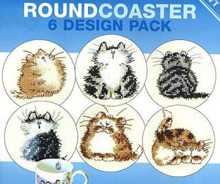 Cat Coasters Round by Margaret Sherry   Cross Stitch Pattern
