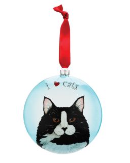 TUXEDO CAT Glass Christmas Ornament Rescue Me Now Collection   WSPA