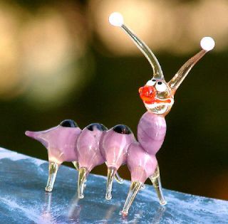 Caterpillar Hand made Larva Blown Glass Figurine Animal Collectible