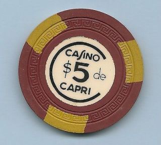 CUBAN CASINO CHIP OF HOTEL CAPRI of $5 PESOS. HAVANA. CUBA. 1958