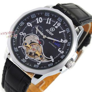 Elegant Multi use Mens Tourbillon Automatic Watch Mechanical Black