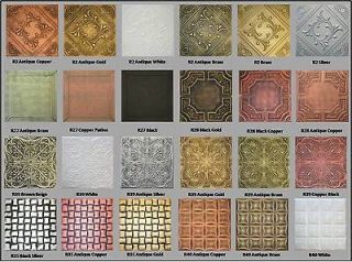 Tin Look, Faux Ceiling Tiles 20x20 Different Colors