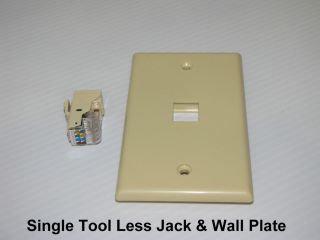 Cat5e RJ45 ToolLess Keystone Jack With 5Ft Network Jumper Cable & Wall
