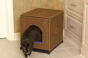 Mr.Herzhers Decorative Wicker Cat Litter Box Pan Cover