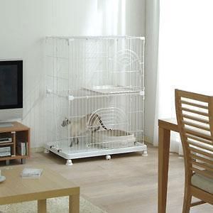 Tier Wire Cat Cage, White, Wire Tower Cage for Cats or Small Animals