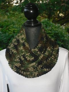 Infinity Eternity Cowl Neck Warmer Handmade Crochet Scarf Camouflage