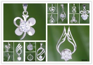 Crystal Dangle 925 sterling silver Charm pendant jewelry findings S