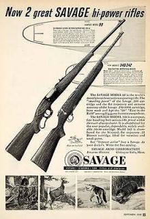 1950 Ad Savage Arms Chicopee Falls Massachusetts Model 99 340 Rifles