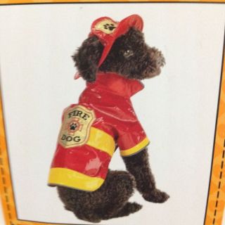 Halloween Costume Dog New Fireman Rain Coat with Hat Red and Yellow