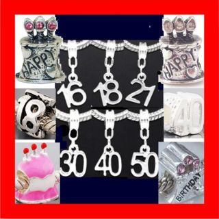 Plated BIRTHDAY CHARM BEADS FOR CHARM BRACELETS/NECKLACES/PENDANTS