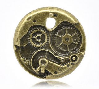20 Bronze Tone Wheel Pattern Round Pendants 25mm