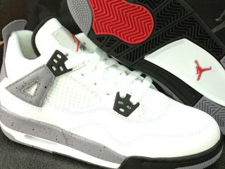 New AIR Jordan 4 Retro (GS) White/Black Cement Grey 408452 103 Sz 3.5