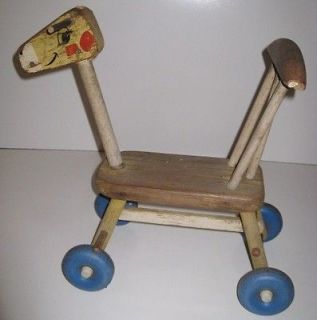 & Old 50s GIRAFFE Wooden Ride On Childrens Toddler Toy Adorable