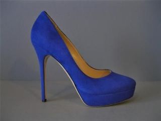 AUTHENTIC NEW JIMMY CHOO COSMIC 38.5 ELECTRIC BLUE SUEDE PLATFORM