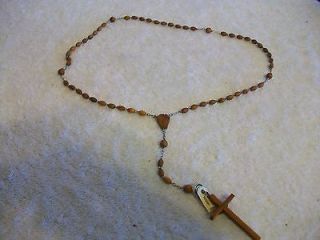 WOOD OLIVE OLIVIER UNBREAKABLE ROSARY NECKLACE WITH WOODEN BEADS MADE