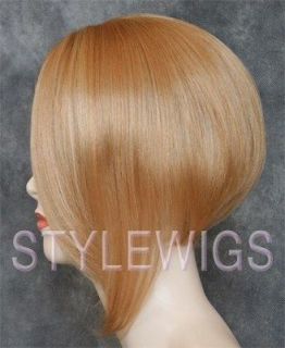 Chin Length Asymmetrical Cut Bob Golden & Pale Blonde Mix Wig WIRI 24