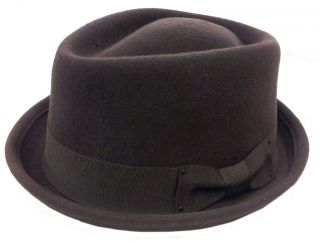 100% Wool Felt Fedora Bucket Hat Cap / Brown