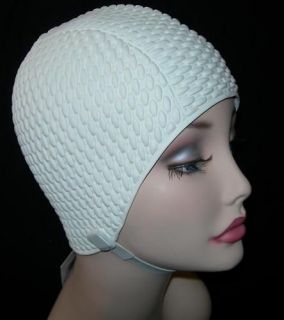 Ladies Vintage Style Swimming Hat With Chin Strap