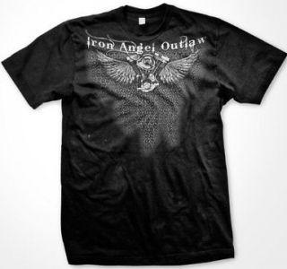 Angel Outlaw Womens Ladies T shirt Wings Chains Motorcycle Engine Tees