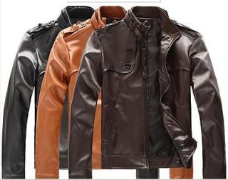 Popular Designed Mens High Collar Slim Fit PU Leather Jacket Cool