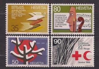 Switzerland 1986 Peace,Artists, Swiss winter AID,Red Cross,4v, MNH
