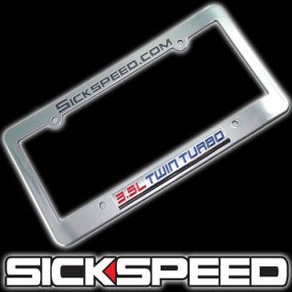 CHROME LICENSE PLATE FRAME W/RED/BLUE 3.5L TWIN TURBO ENGINE MOTOR