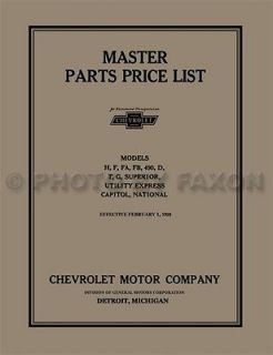 Chevrolet Master Parts Book 1924 1925 1926 1927 1928 Chevy Car and