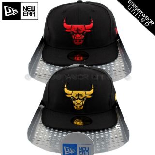 59Fifty Flat Peak Chicago Gold Red Bulls NBA Fitted Cap + Gift BOX