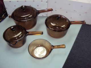 Pyrex Amber Vision Corning Ware Set**EUC**Cook ware Set Sauce Pans