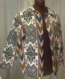 80s Aztec Inca Native American Navajo Inspired Tapestry Blanket Jacket