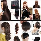 Straight Curly Wavy Clip In On Hair Extensions Ponytail/bangs Black