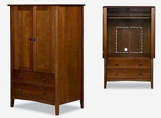 Shaker 57H TV Armoire Wardrobe Closet Cabinet w/2 Drawers SOLID WOOD
