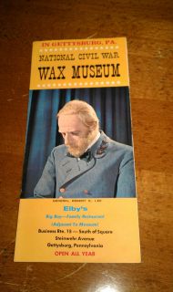 NATIONAL CIVIL WAR WAX MUSEUM Vintage Brochure ELBYs BOBs BIG BOY