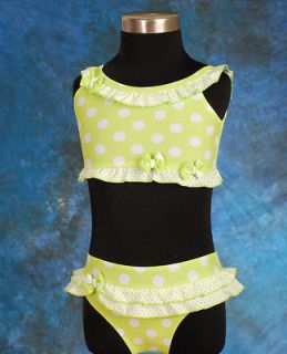 CLEARANCE SALE: Girl Green Swimsuit Swimwear Swimming Costume 2pc 3 4