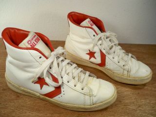 Vintage CONVERSE White Leather High Top Mens Sneaker Shoes Kicks 7
