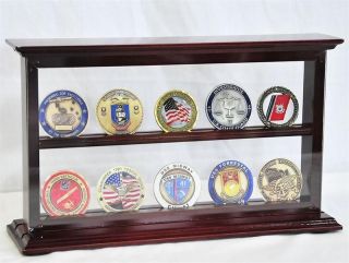 10 Double Sided Challenge Coin Display Case Holder Rack