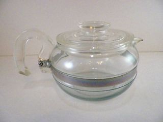 Pyrex Glass Flameware 6 Cup Coffee Tea Kettle Pot Stovetop Model 8336