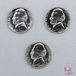 1966 1967 SMS Jefferson Nickel Run 3 Gem Special Mint Set US Coins
