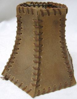 WoW Old Vintage Lamp Shade Clip on Rawhide Leather skin Arts & Crafts