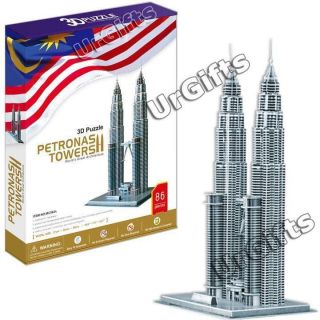 Paper 3D Puzzle Model Malaysia Petronas Twin Towers Kuala Lumpur Large