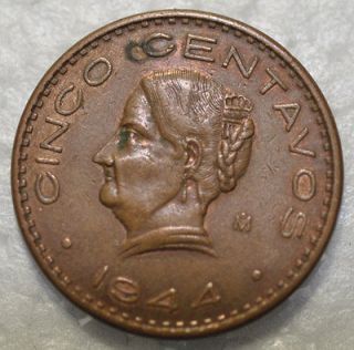 1944 MEXICO CINCO CENTAVOS COIN #159